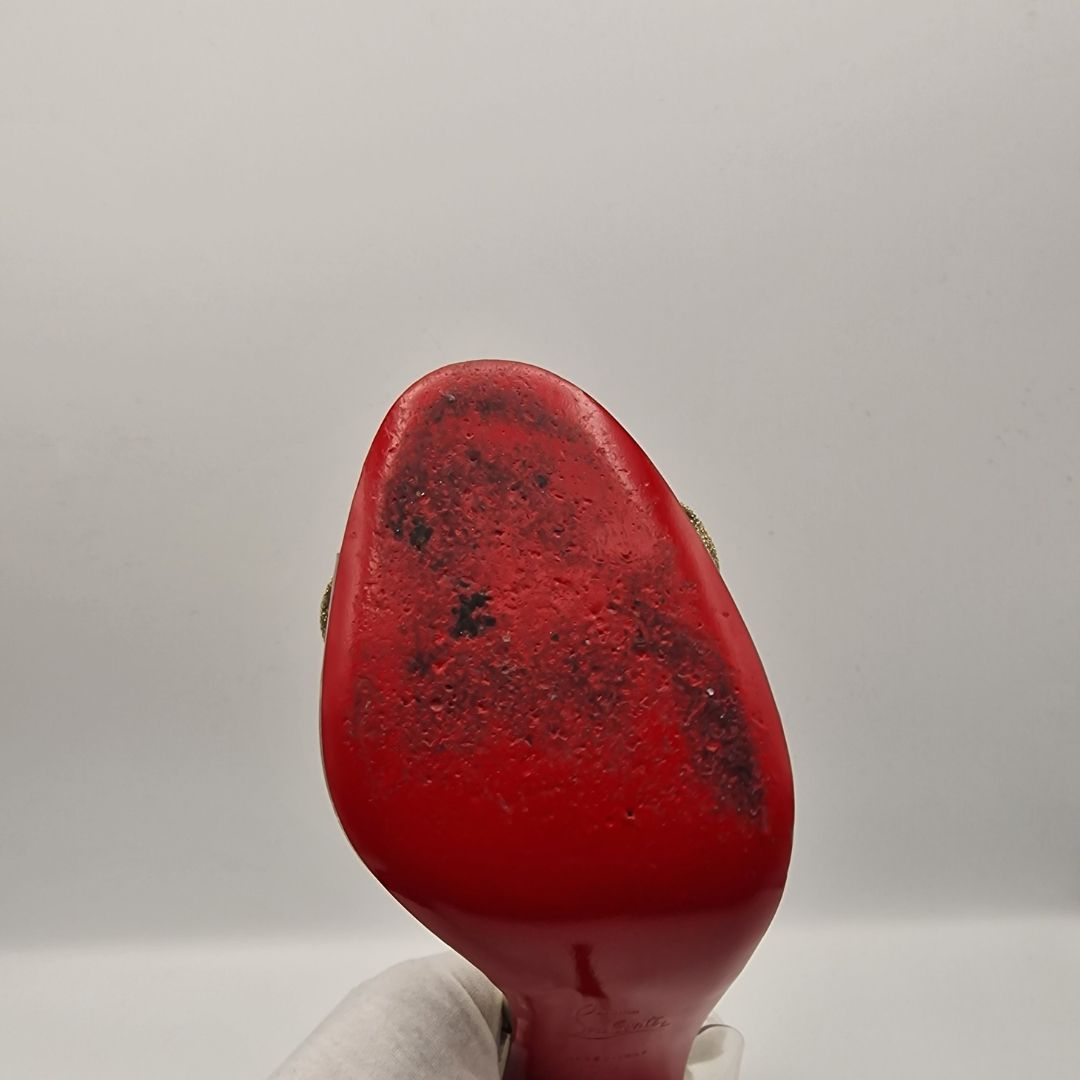 Christian Louboutin Transparent PVC Gold Glitter Fossiliza 100 Sandals EU size 39