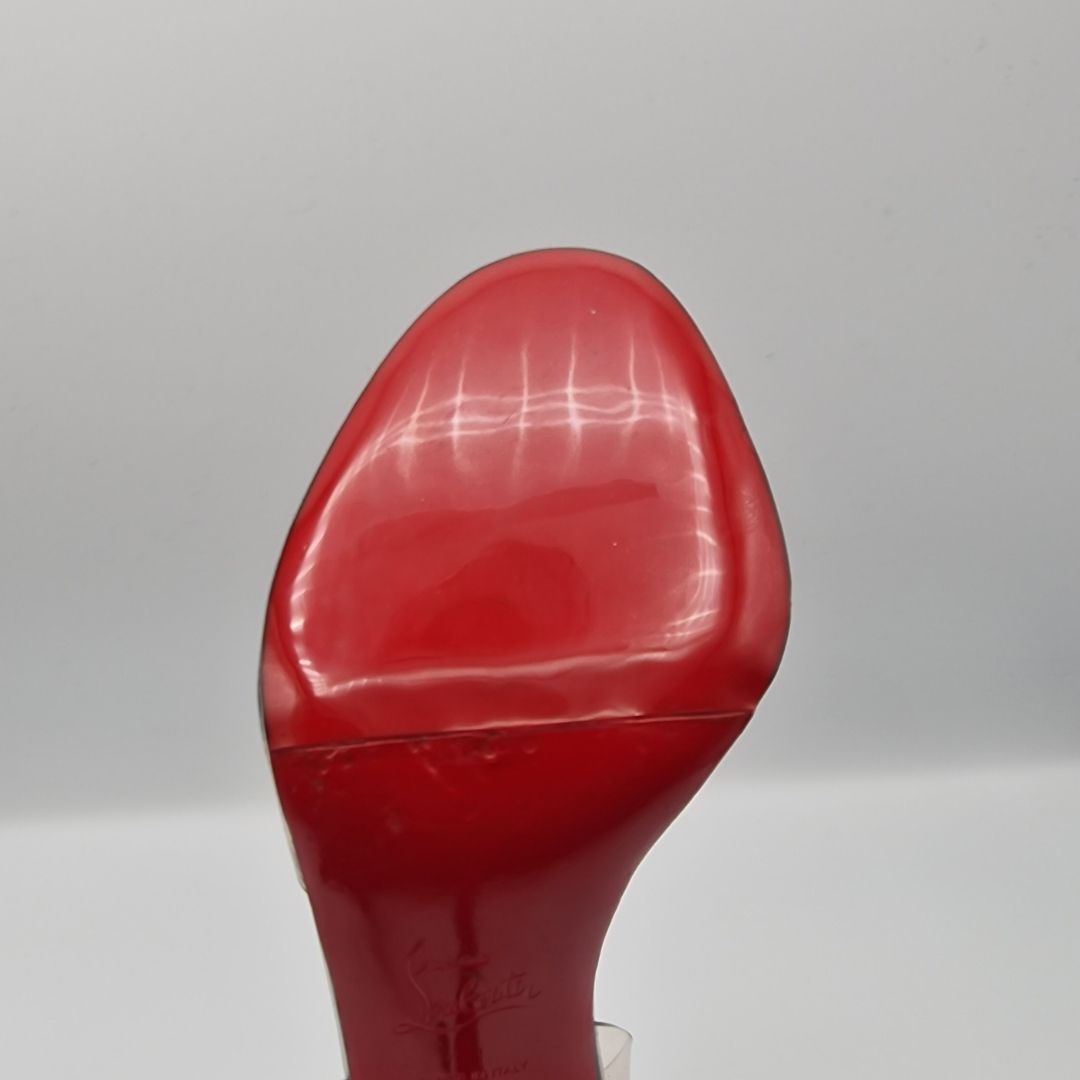 Christian Louboutin Black Patent And Transparent PVC Fossiliza 100 Sandals EU size 39