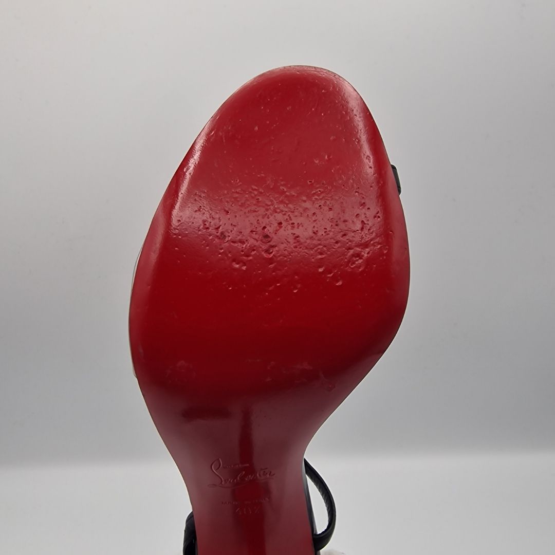 Christian Louboutin Black Leather Rosalie 100 Sandals EU size 40.5