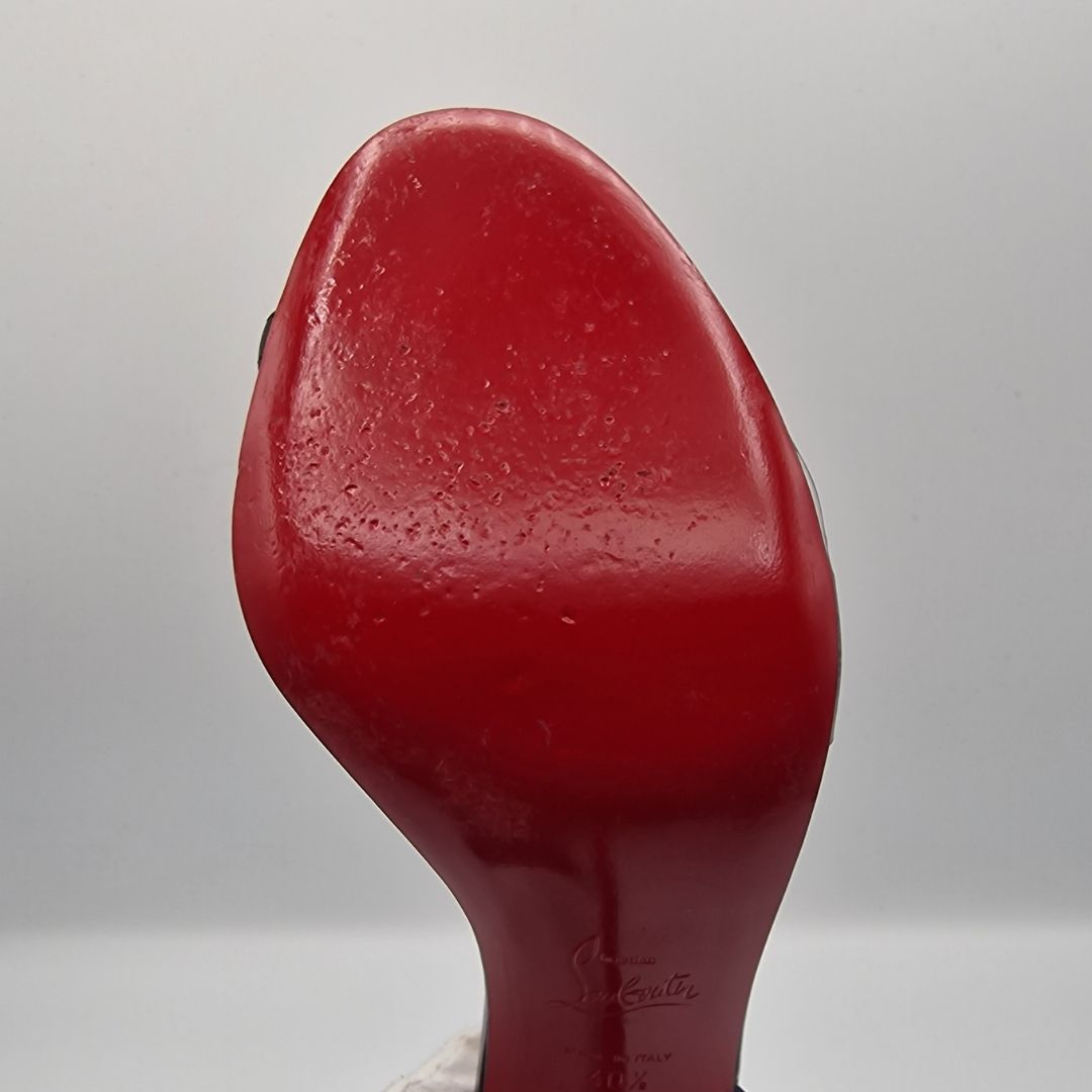 Christian Louboutin Black Leather Rosalie 100 Sandals EU size 40.5