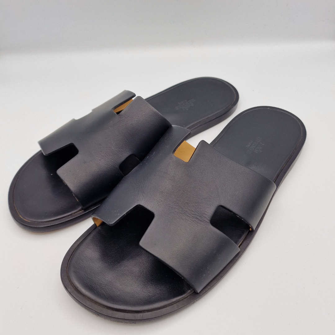Hermes Black Izmir Sandals Size EU 43.5