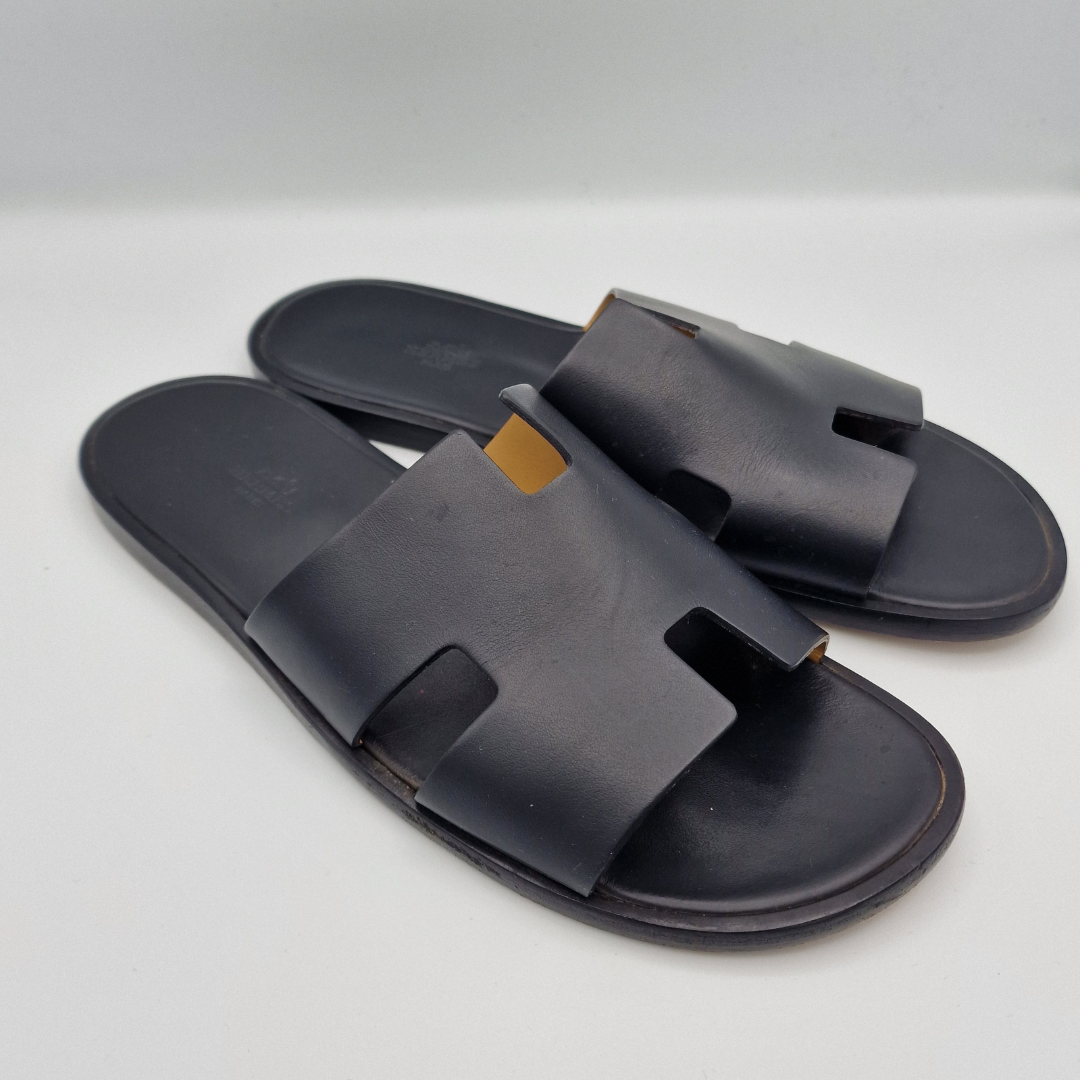 Hermes Black Izmir Sandals Size EU 43.5