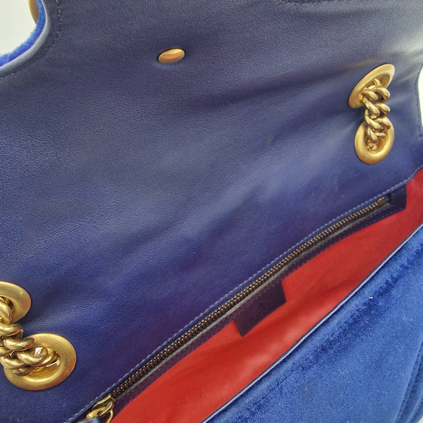 Gucci Blue Velvet GG Marmont Shoulder Bag