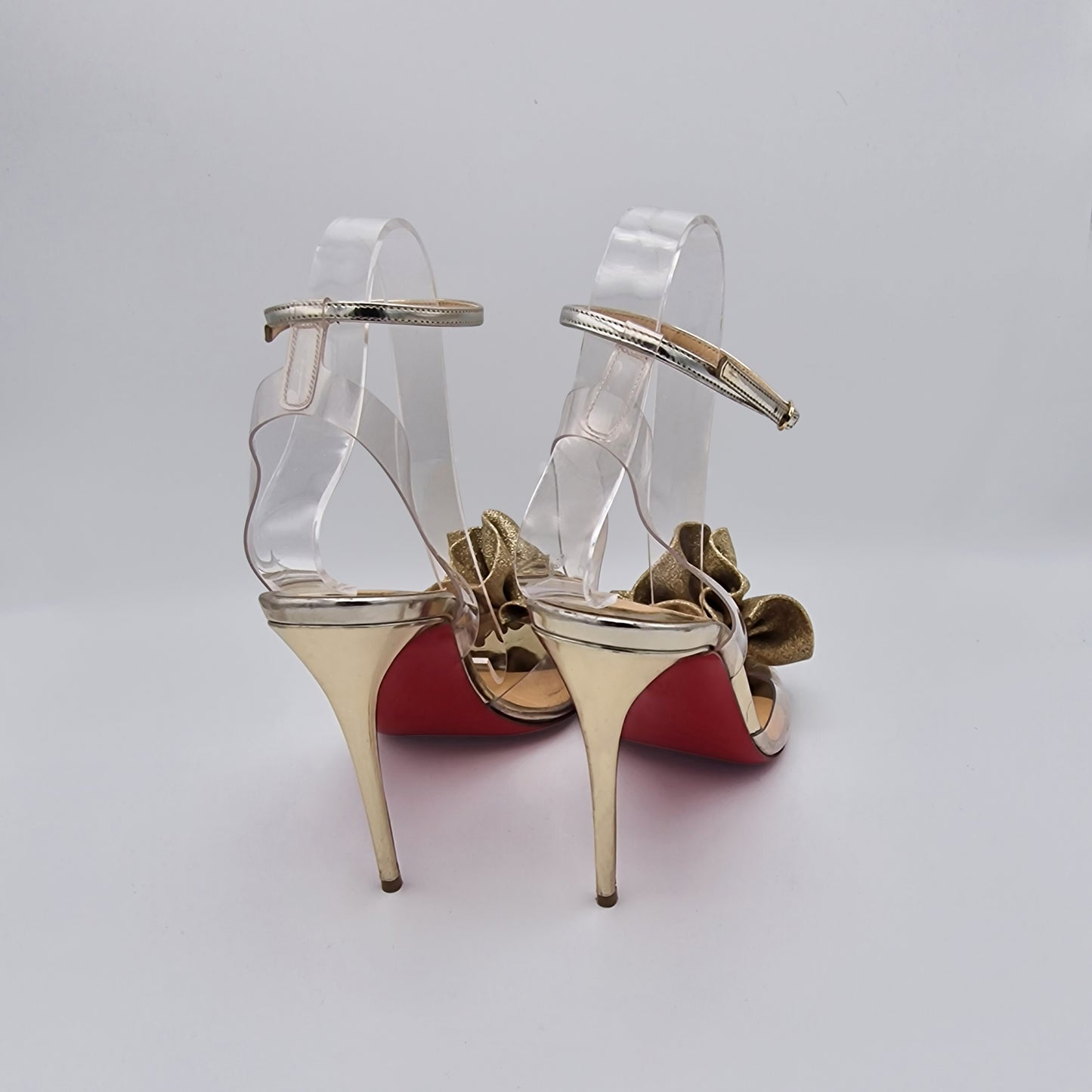 Christian Louboutin Transparent PVC Gold Glitter Fossiliza 100 Sandals EU size 39