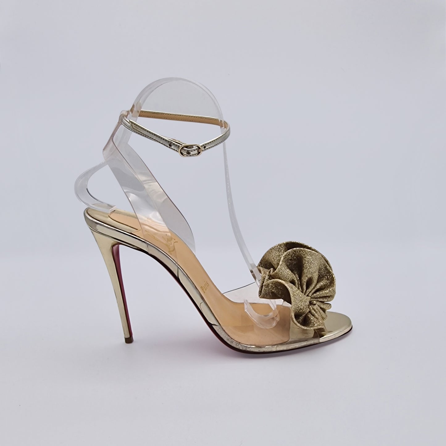 Christian Louboutin Transparent PVC Gold Glitter Fossiliza 100 Sandals EU size 39