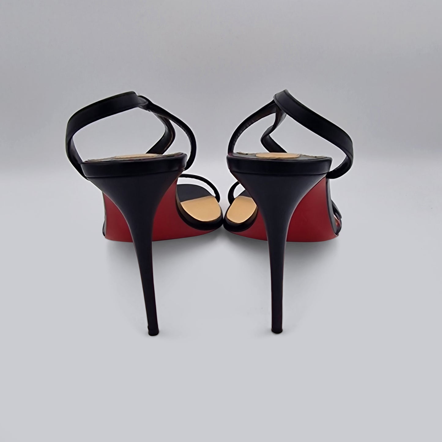Christian Louboutin Black Leather Rosalie 100 Sandals EU size 40.5