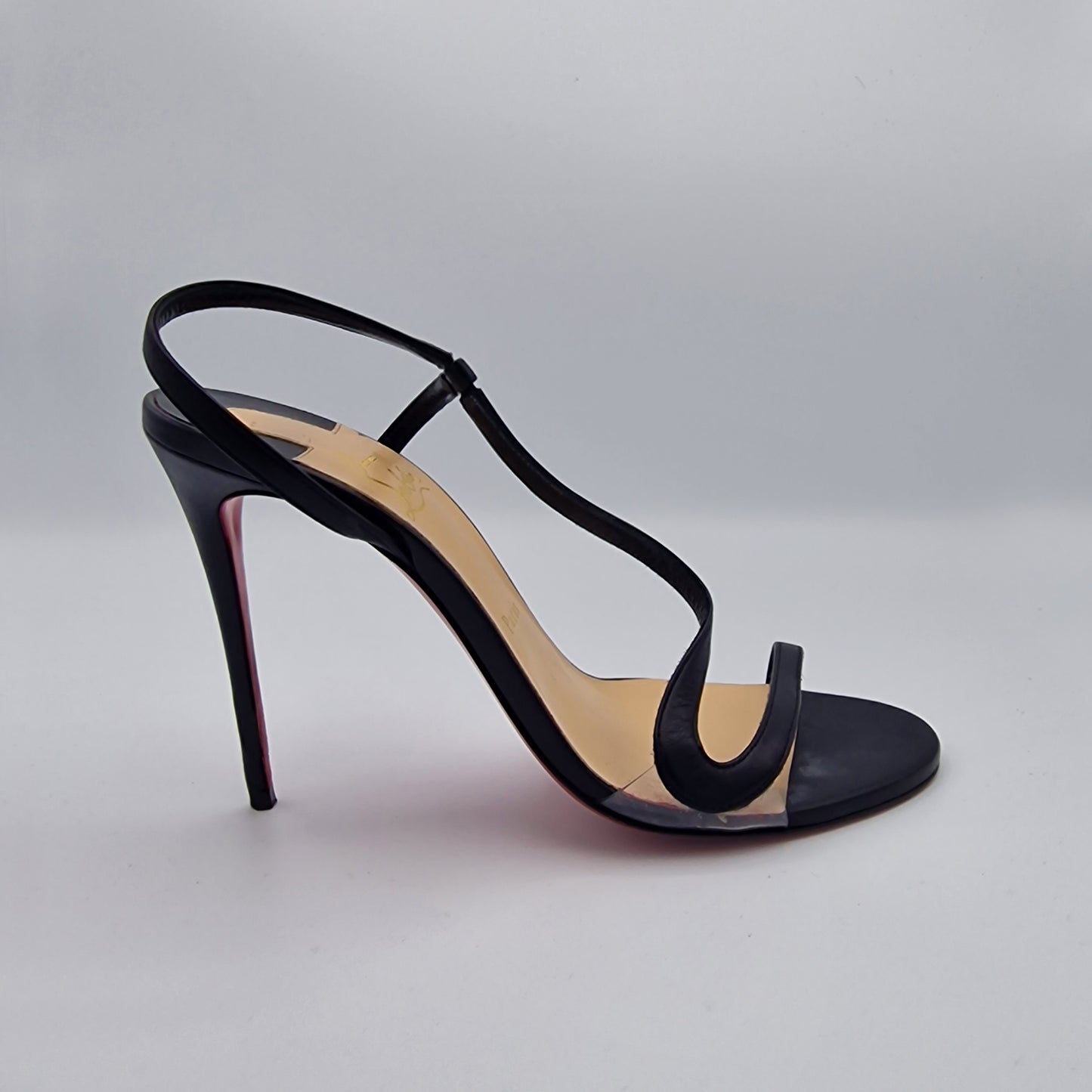 Christian Louboutin Black Leather Rosalie 100 Sandals EU size 40.5
