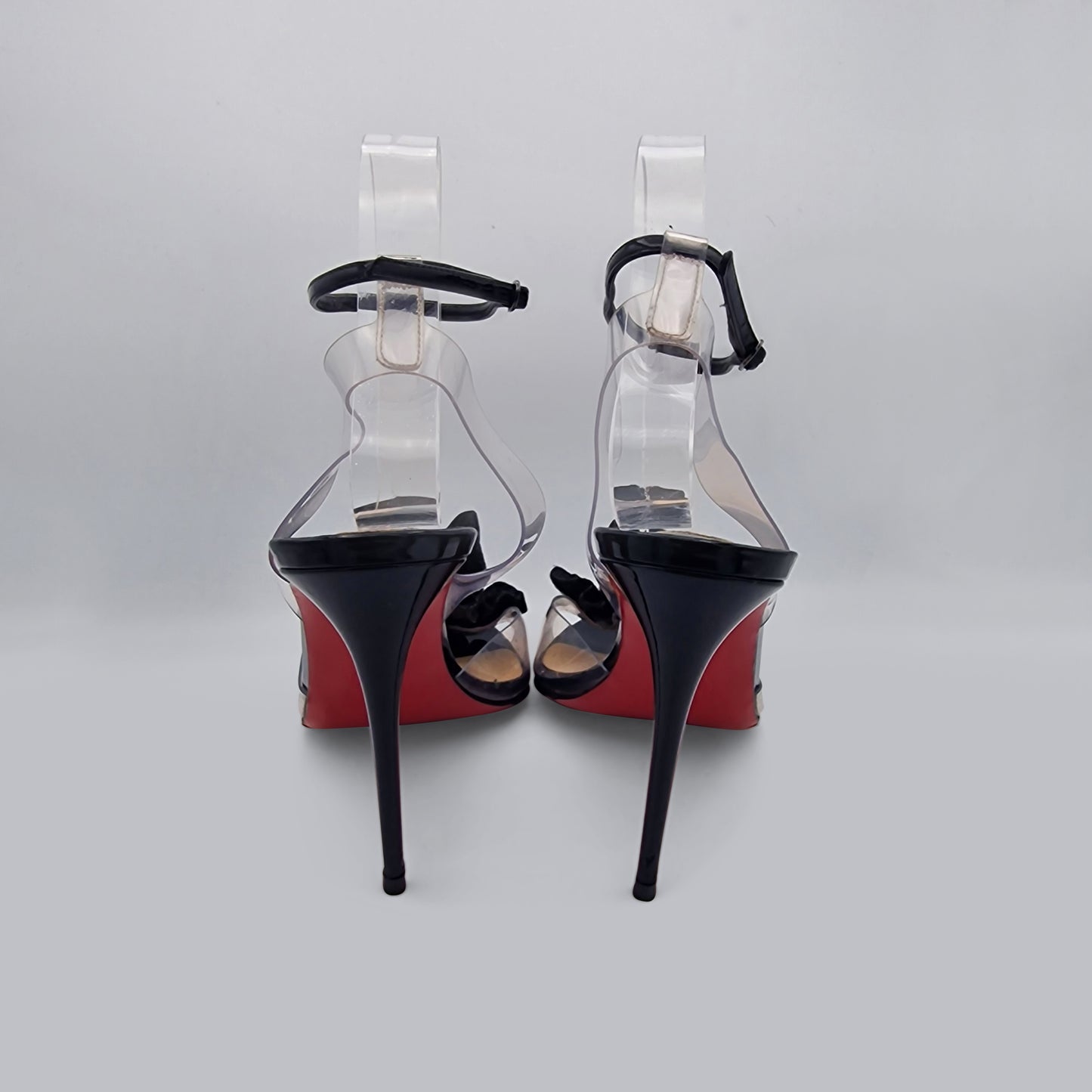 Christian Louboutin Black Patent And Transparent PVC Fossiliza 100 Sandals EU size 39