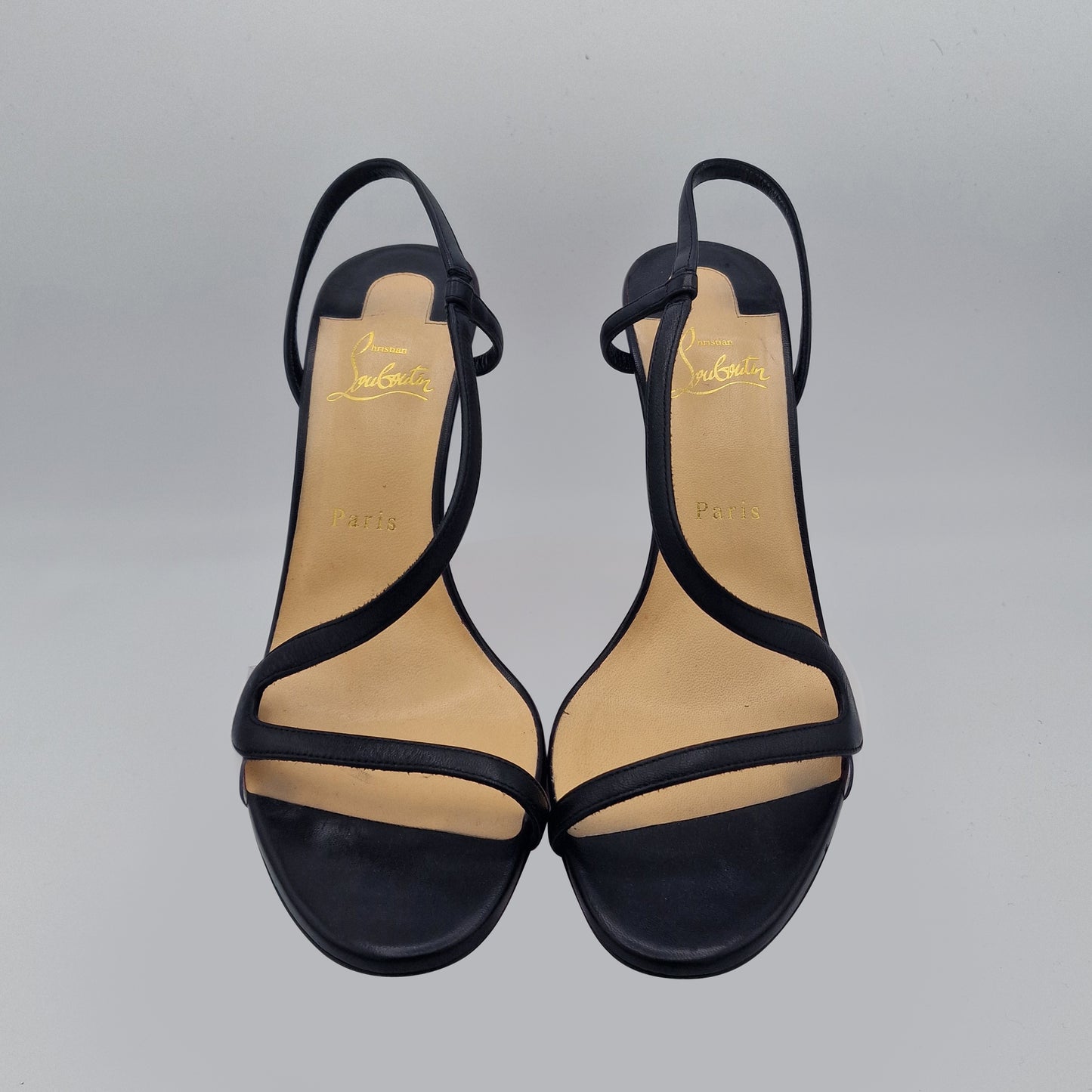 Christian Louboutin Black Leather Rosalie 100 Sandals EU size 40.5