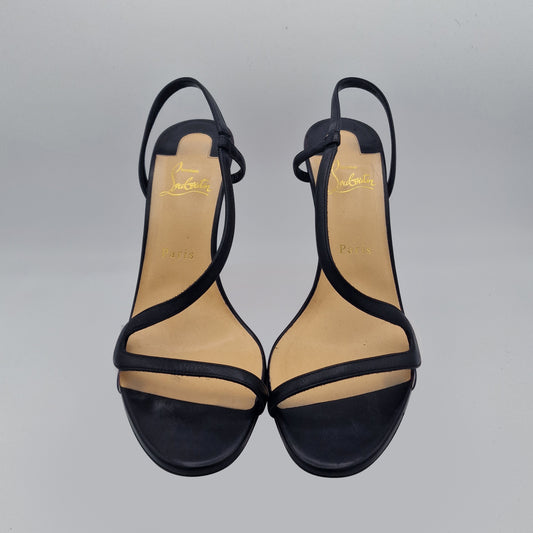 Christian Louboutin Black Leather Rosalie 100 Sandals EU size 40.5