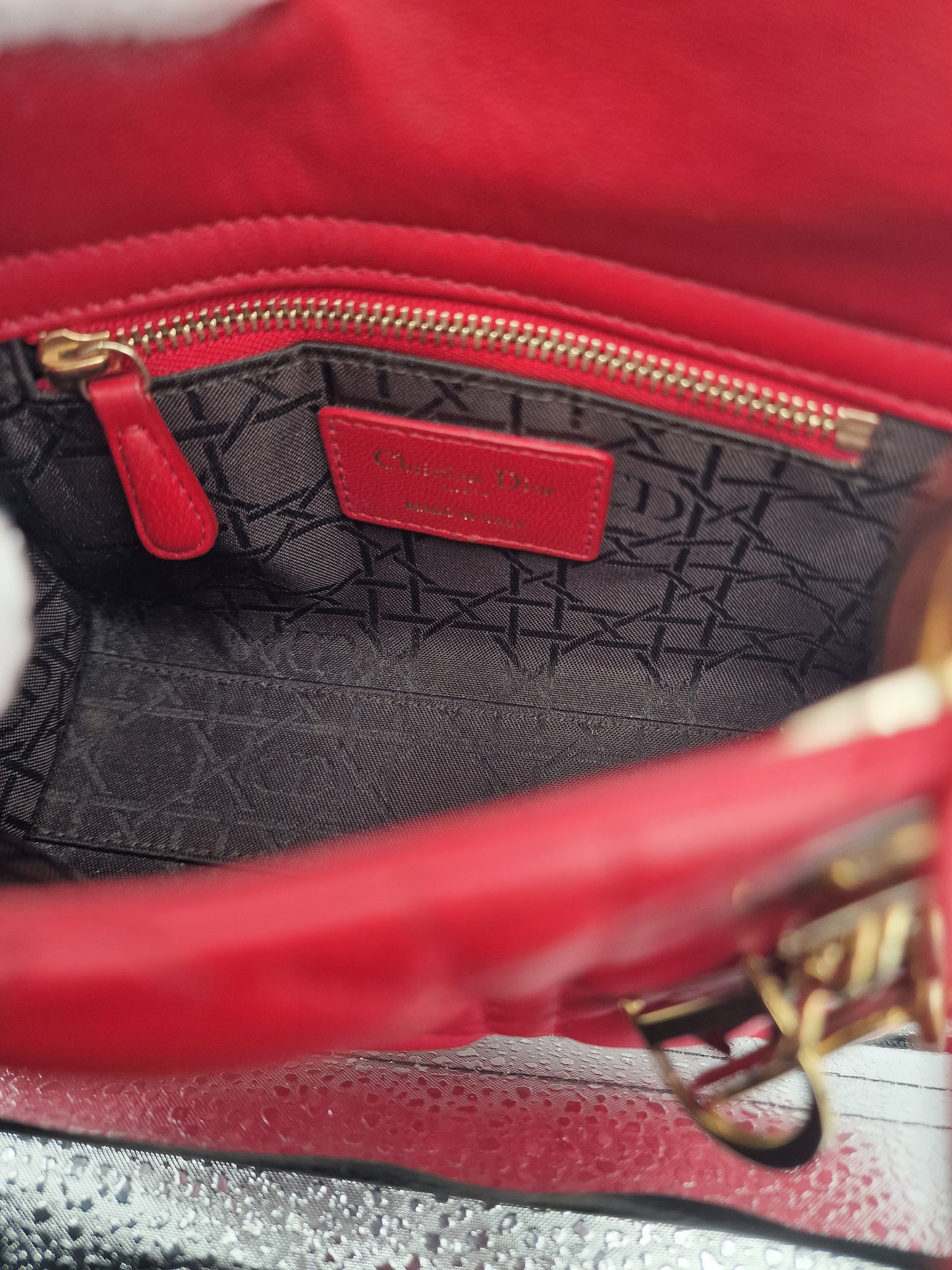 Dior Red Mini Lady Dior Cannage Lambskin Handbag