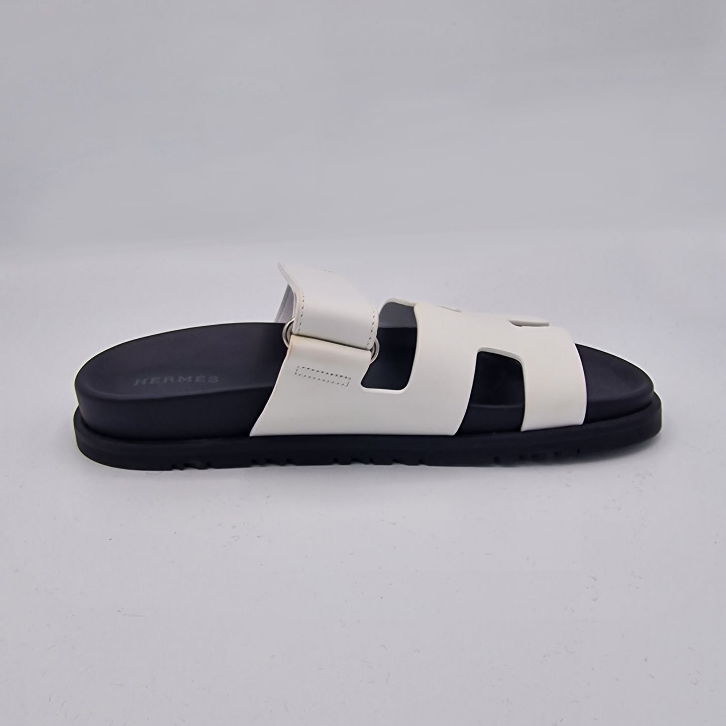 Hermes White Calfskin Leather Chypre Sandals Size EU 36.5
