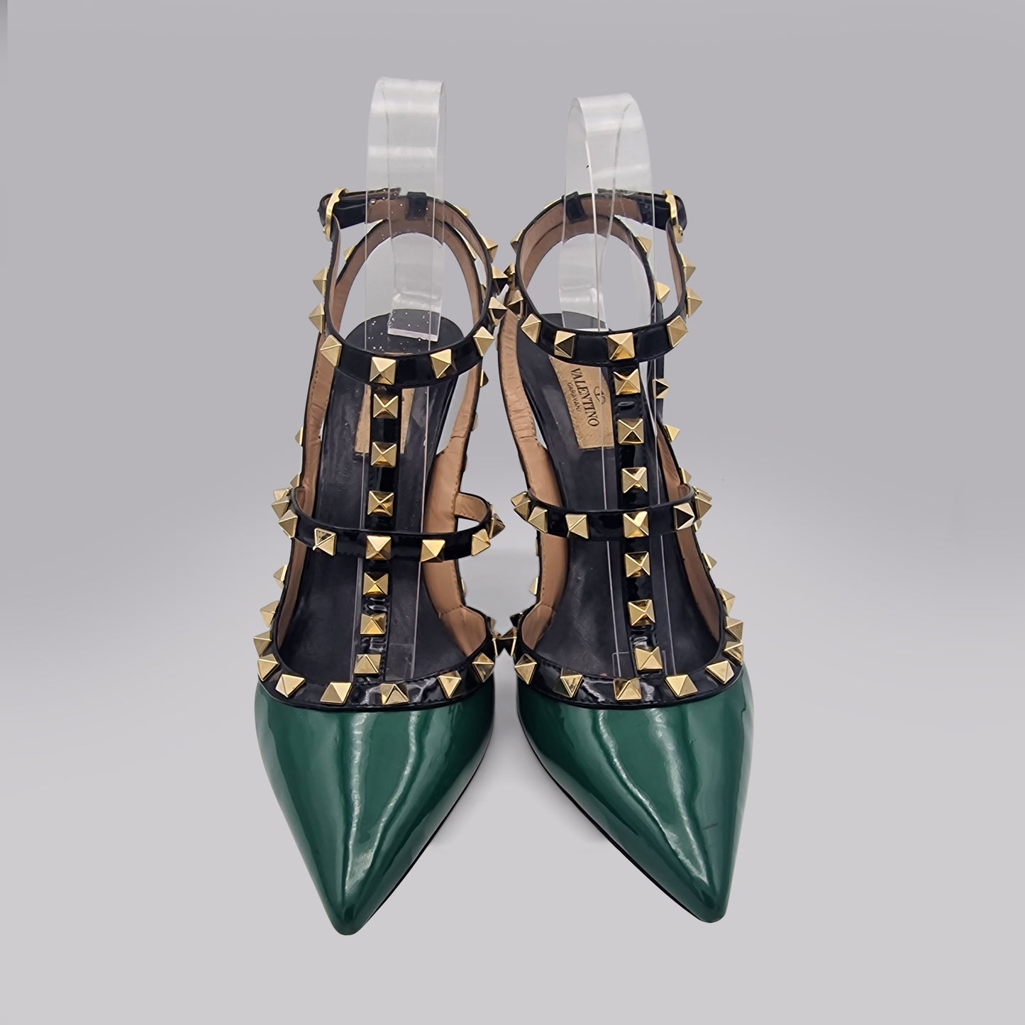 Valentino Green Rockstud Patent Leather Heels 100 Size EU 39.5