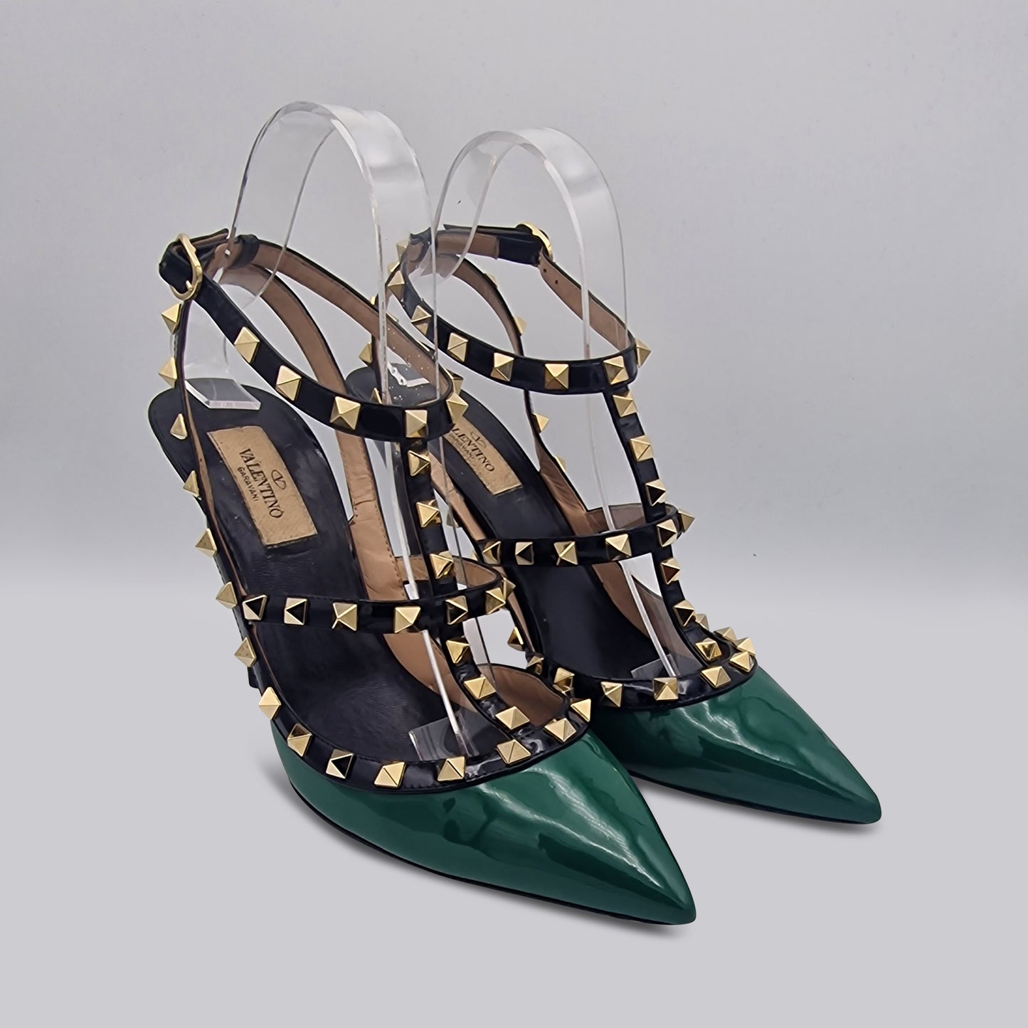 Valentino Green Rockstud Patent Leather Heels 100 Size EU 39.5