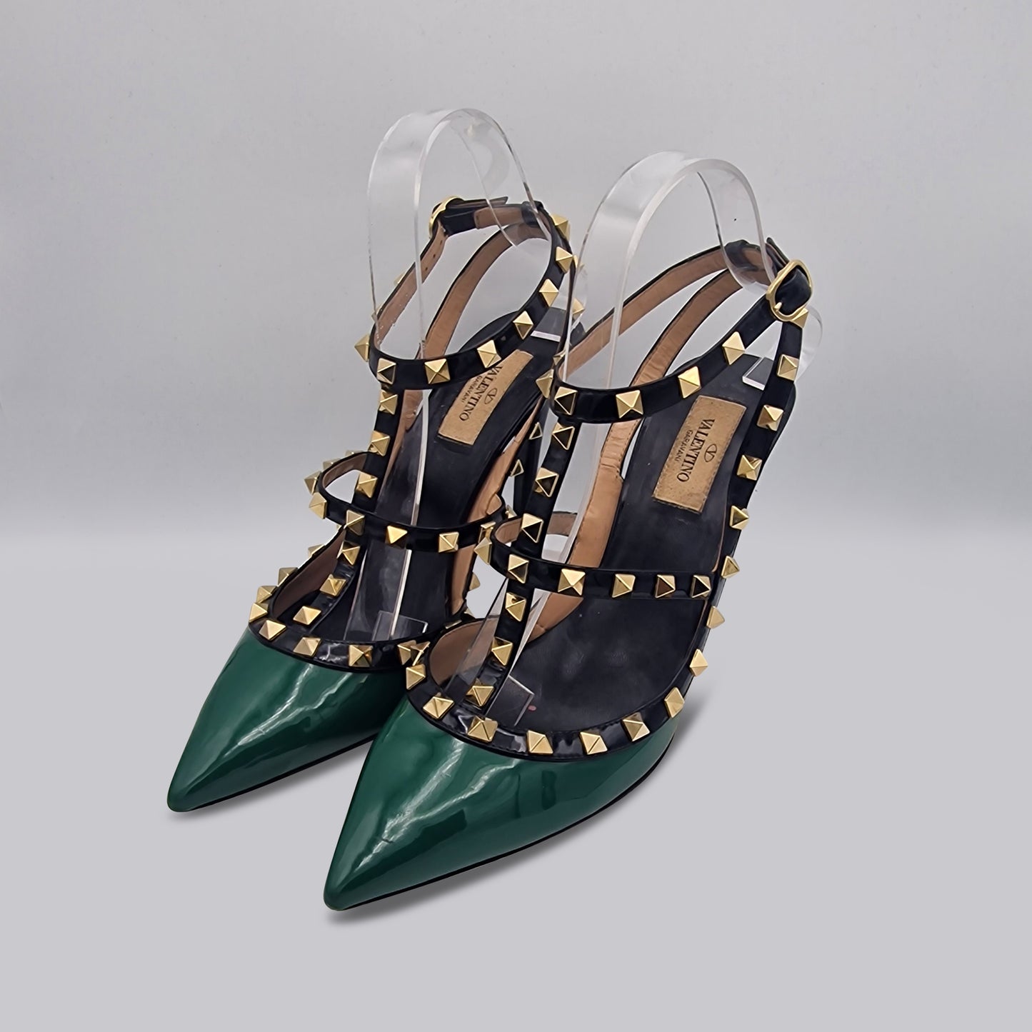 Valentino Green Rockstud Patent Leather Heels 100 Size EU 39.5