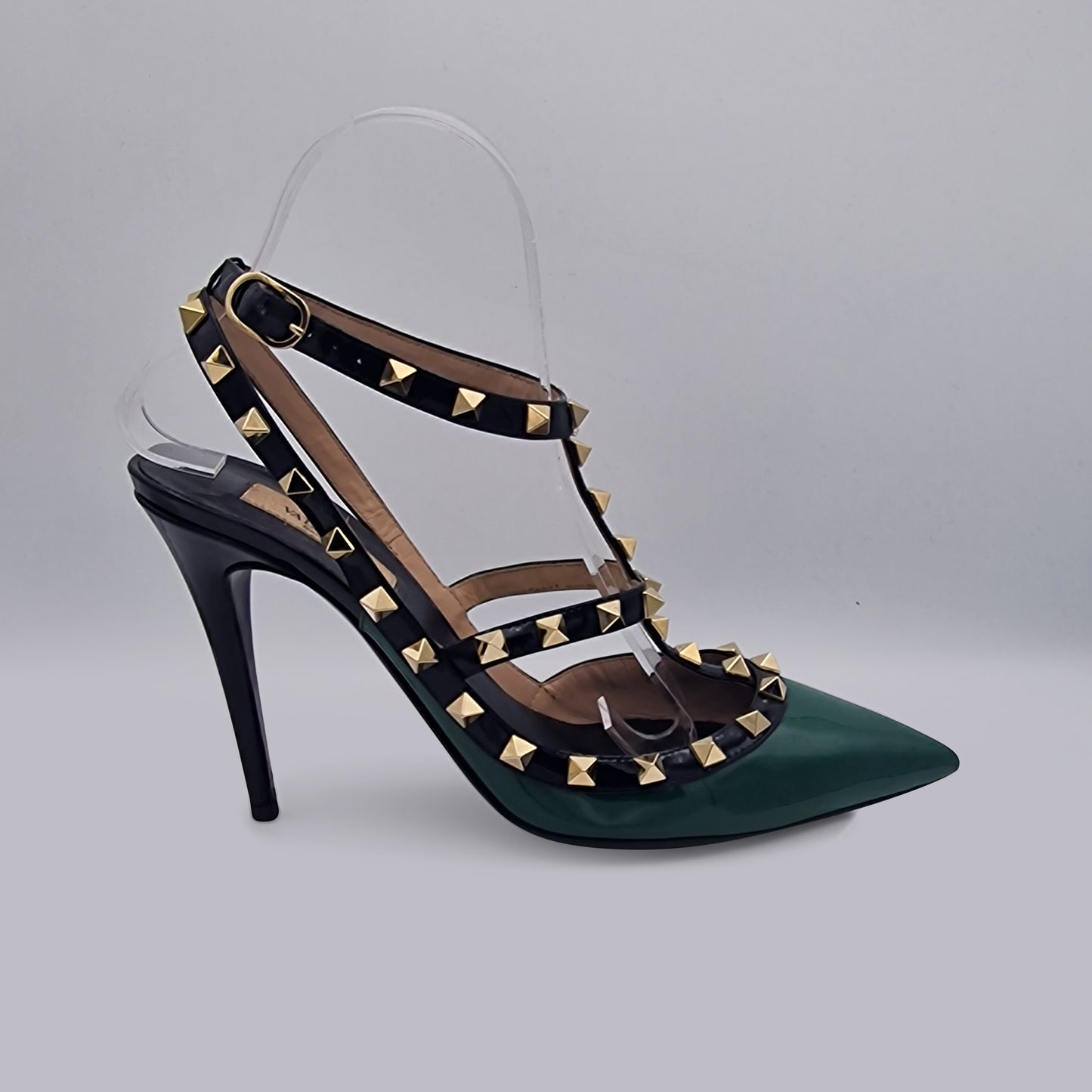 Valentino Green Rockstud Patent Leather Heels 100 Size EU 39.5