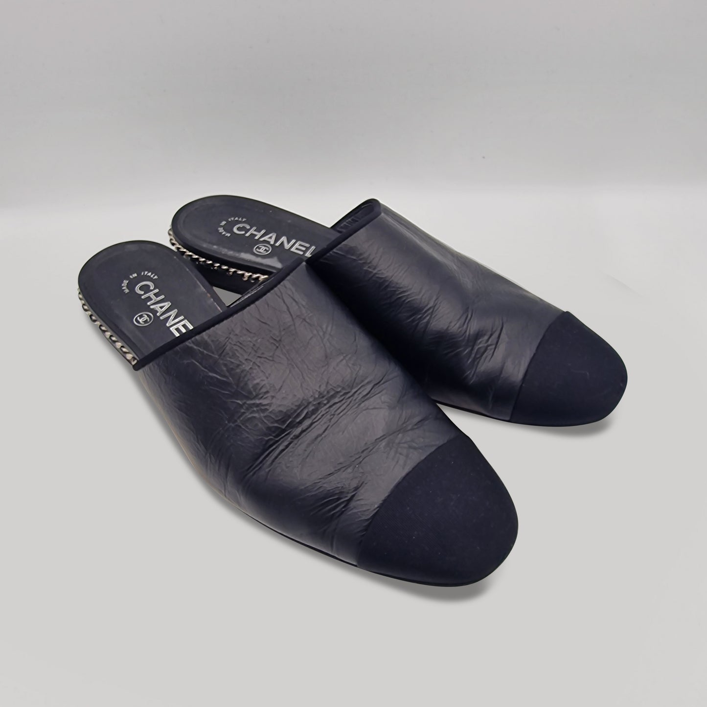 Chanel Black Backless Loafers Size EU 40