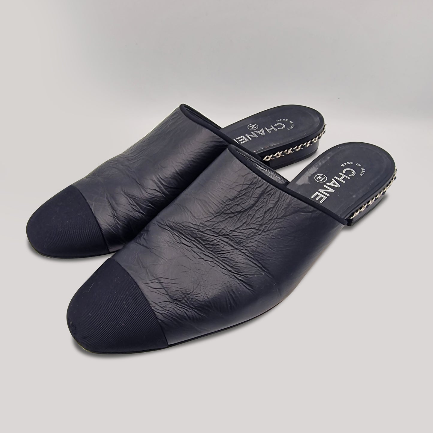 Chanel Black Backless Loafers Size EU 40