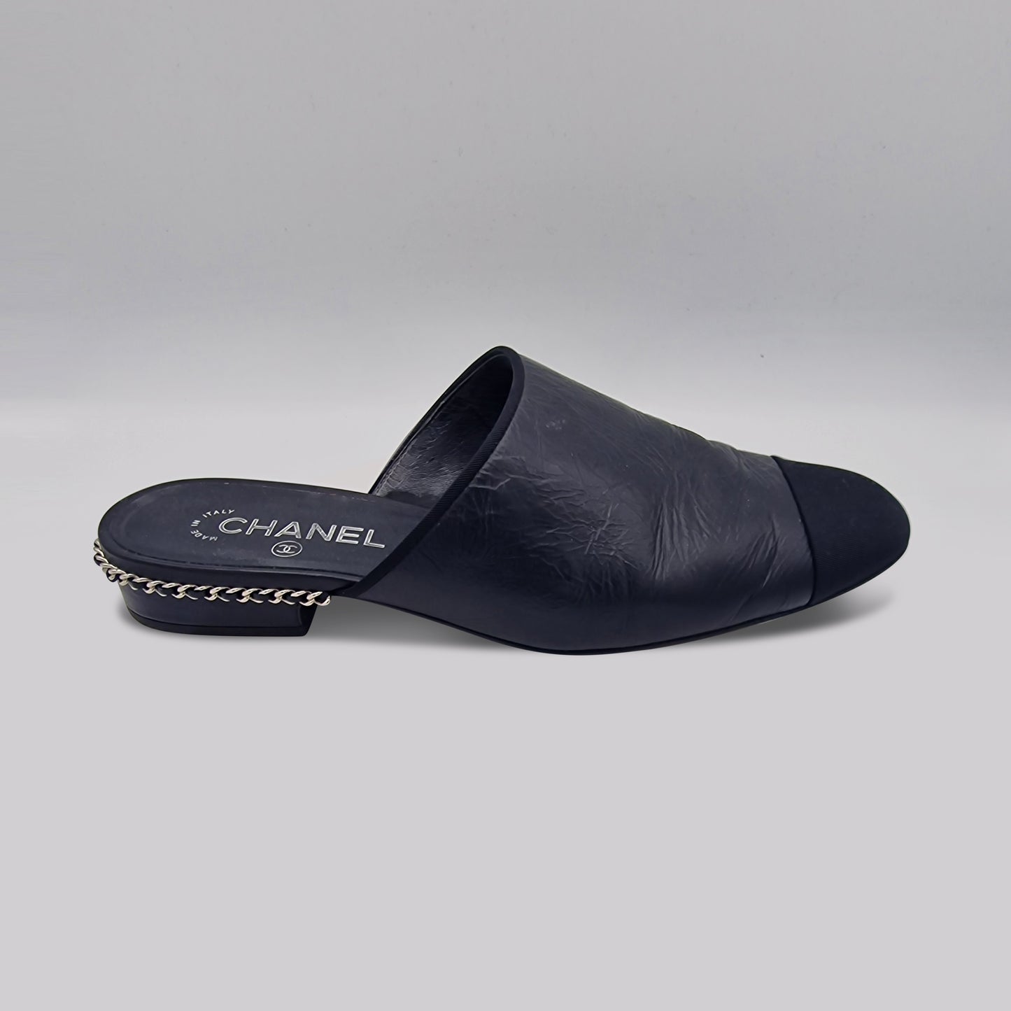 Chanel Black Backless Loafers Size EU 40