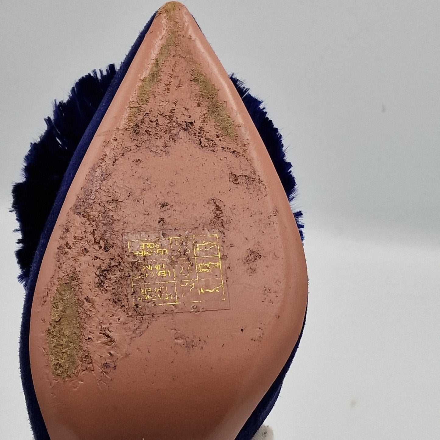 Aquazzura Navy Suede Powder Puff 105 Slingback Heels Size EU 39