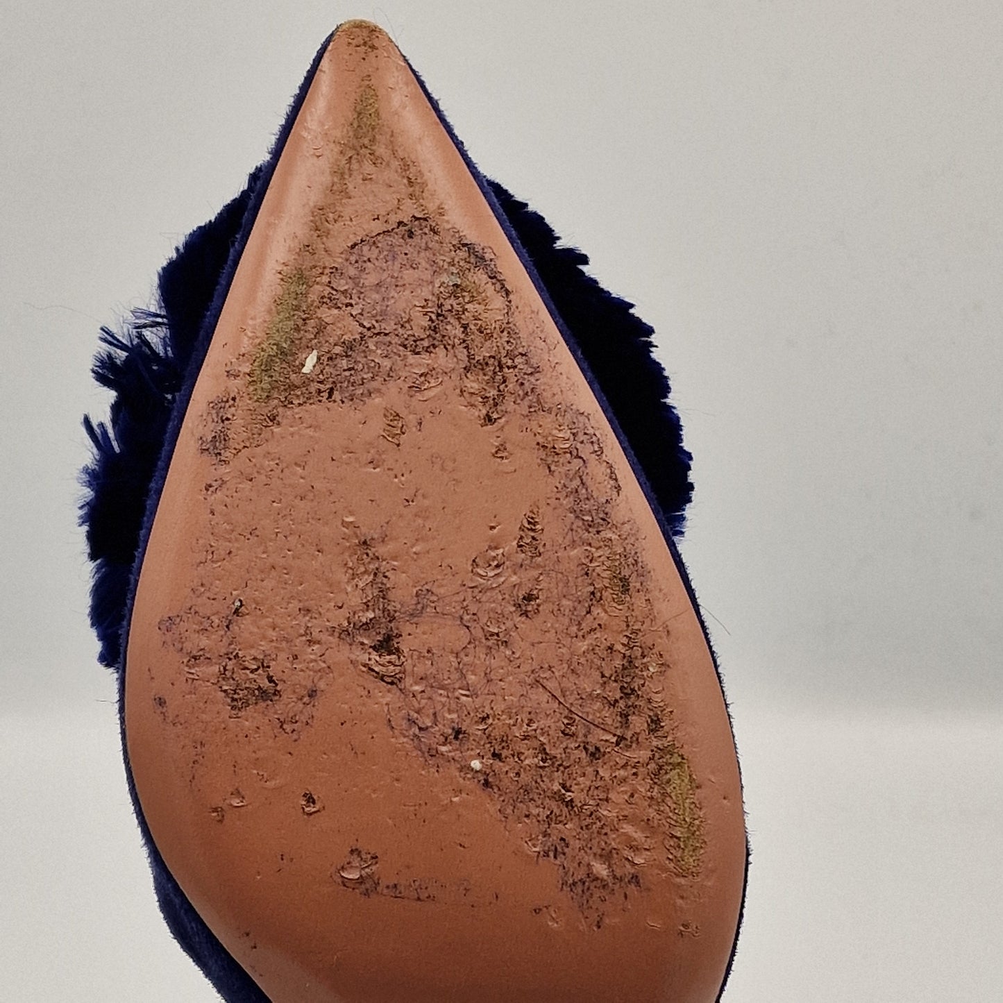 Aquazzura Navy Suede Powder Puff 105 Slingback Heels Size EU 39