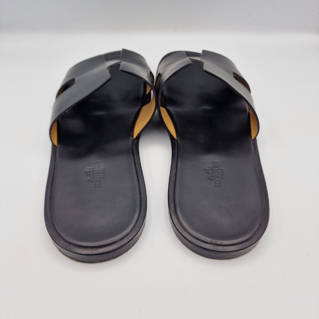 Hermes Black Izmir Sandals Size EU 43.5