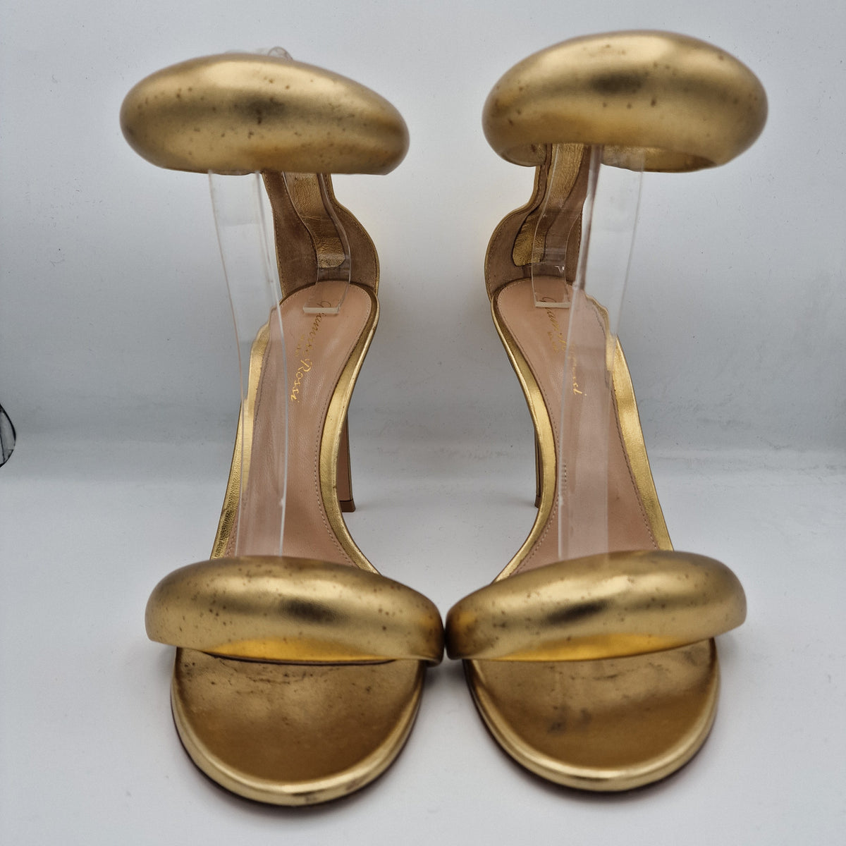 Gianvito Rossi Bijoux Gold Leather 105 Sandals EU size 39.5