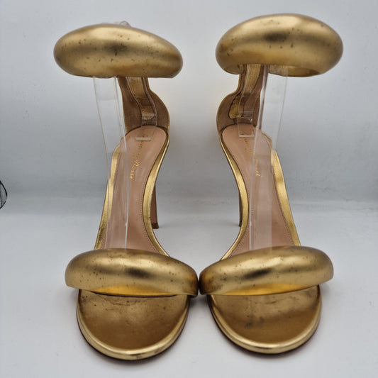 Gianvito Rossi Bijoux Gold Leather 105 Sandals EU size 39.5