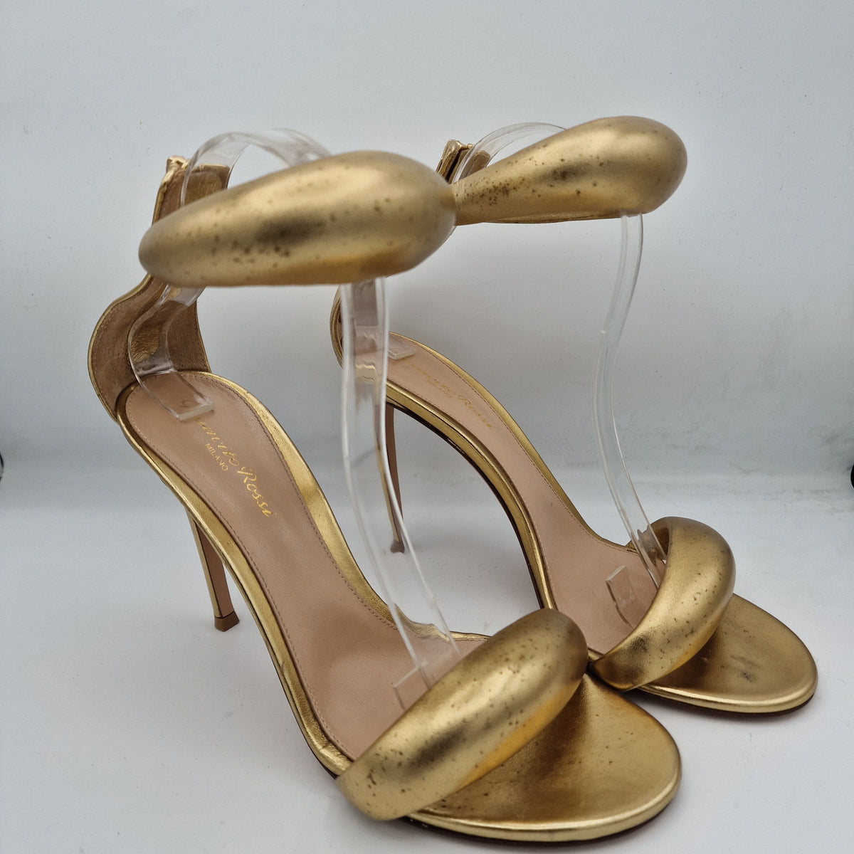 Gianvito Rossi Bijoux Gold Leather 105 Sandals EU size 39.5
