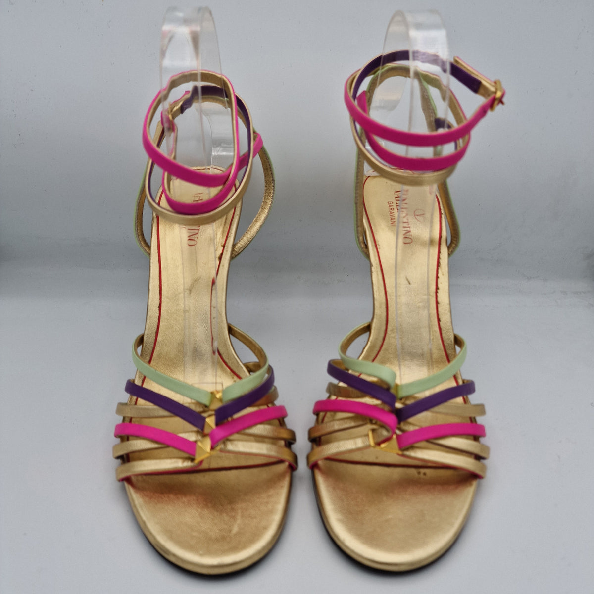 Valentino Metallic Rockstud Strappy Leather 100 Sandals EU size 39