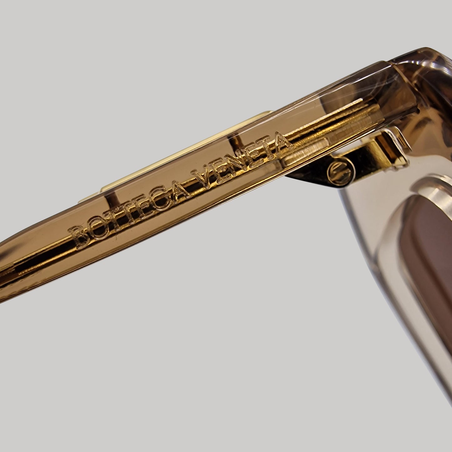 Bottega Veneta Beige Cat-Eye Acetate Sunglasses With Gold Detail