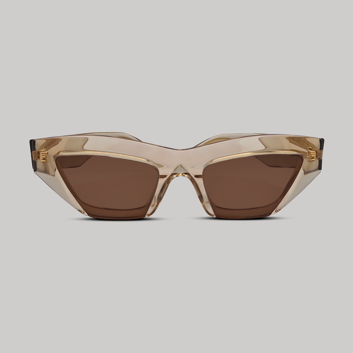 Bottega Veneta Beige Cat-Eye Acetate Sunglasses With Gold Detail