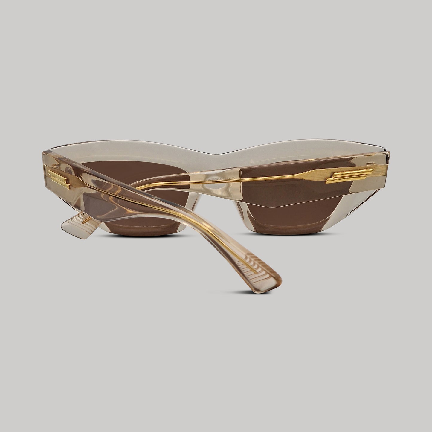 Bottega Veneta Beige Cat-Eye Acetate Sunglasses With Gold Detail