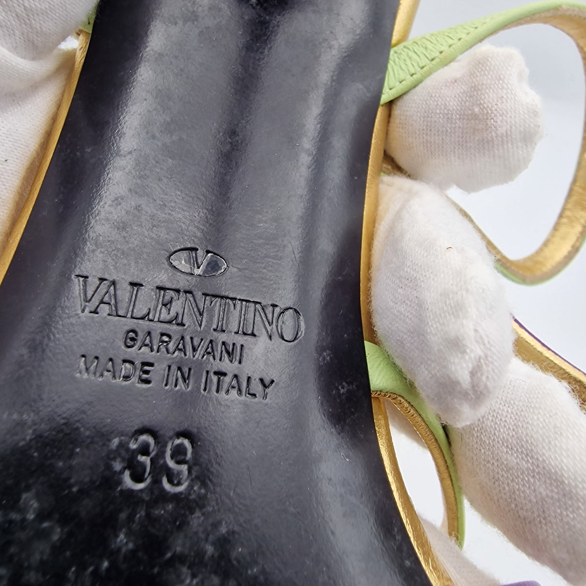 Valentino Metallic Rockstud Strappy Leather 100 Sandals EU size 39