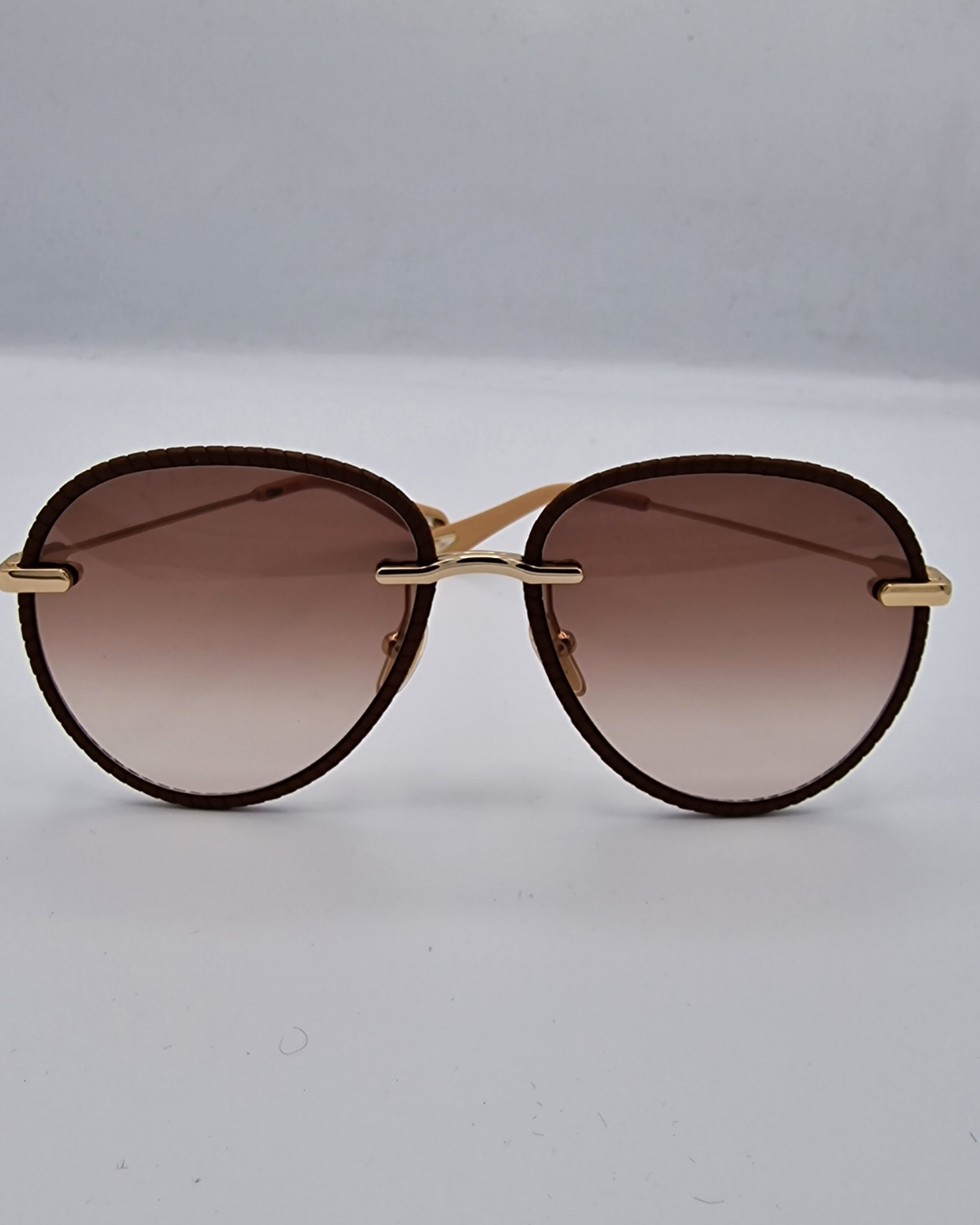 Chloé Brown Aviator Sunglasses With Gold Detail