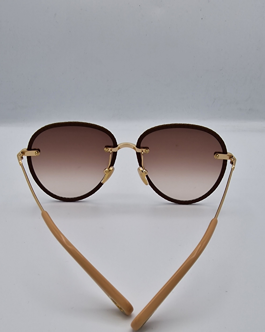 Chloé Brown Aviator Sunglasses With Gold Detail