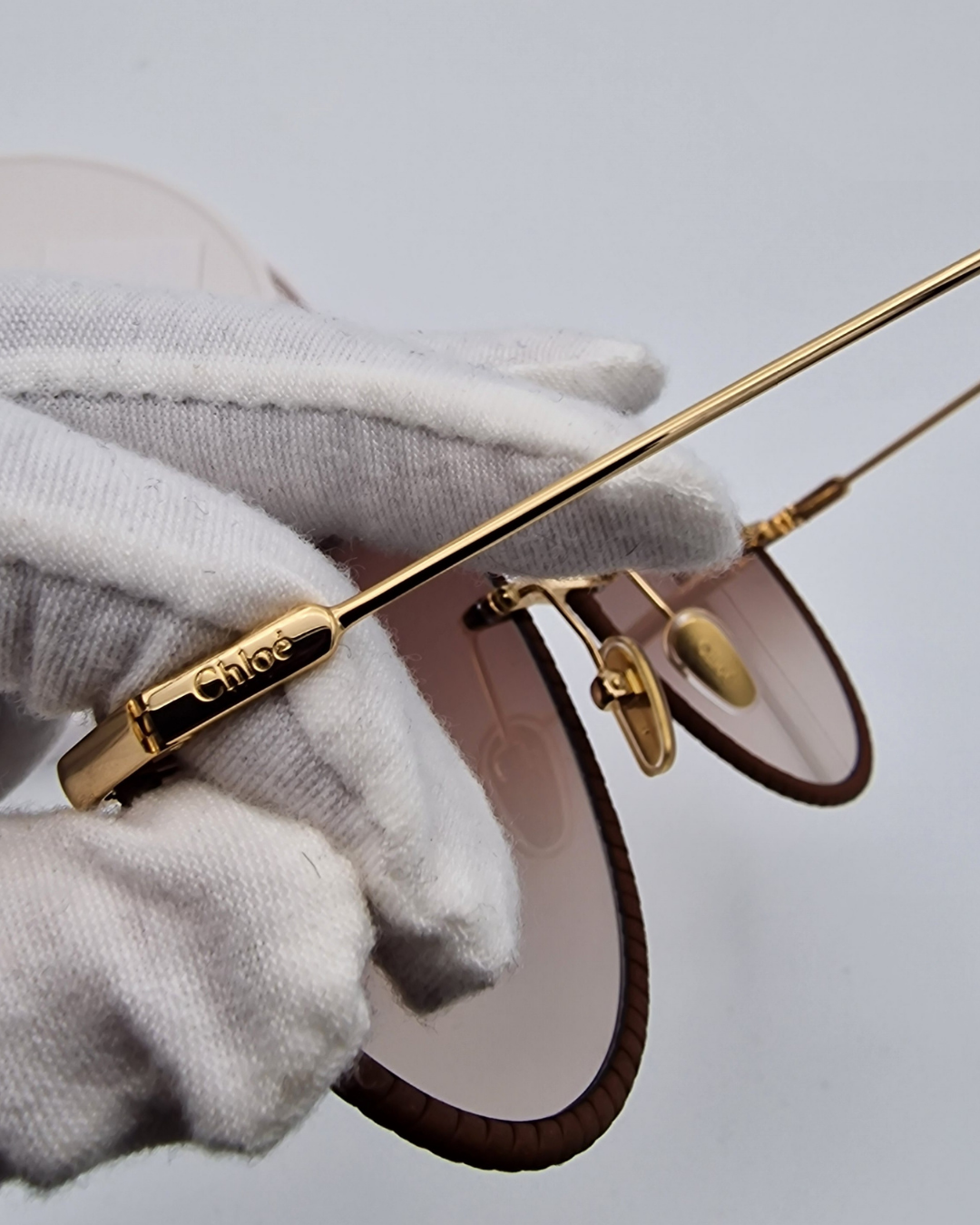 Chloé Brown Aviator Sunglasses With Gold Detail